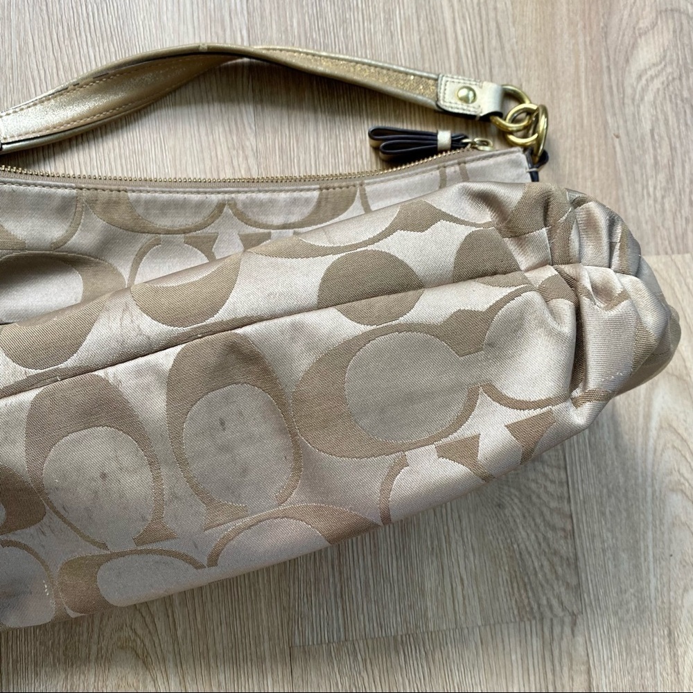 Coach Daisy Glitter Poppy C Appliqué Tan Bag - Monogram with Orange & Teal - Picture 5 of 9